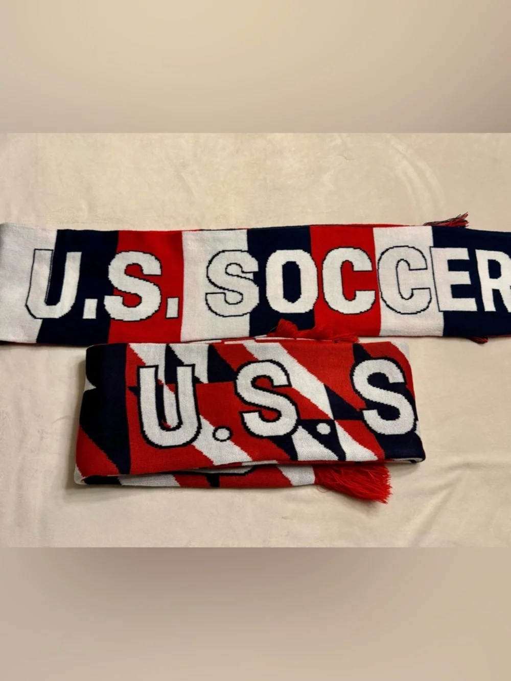 Lot of 2! Official U.S. SOCCER Double Sided Scarves Unisex